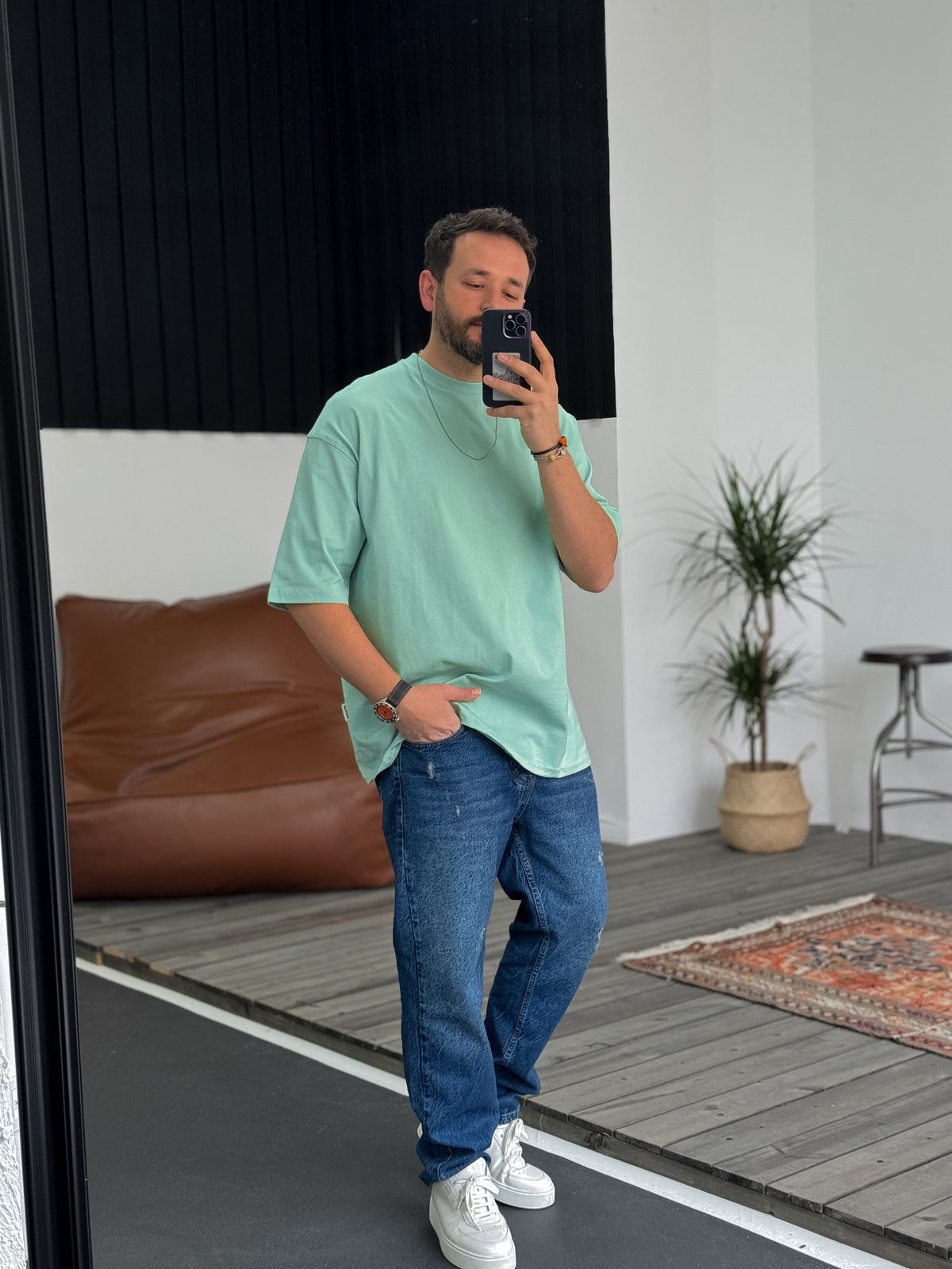 Premium Mint-Green Basic Oversize T-Shirt