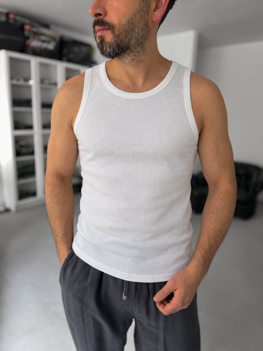 Ribbed Tank Top - White