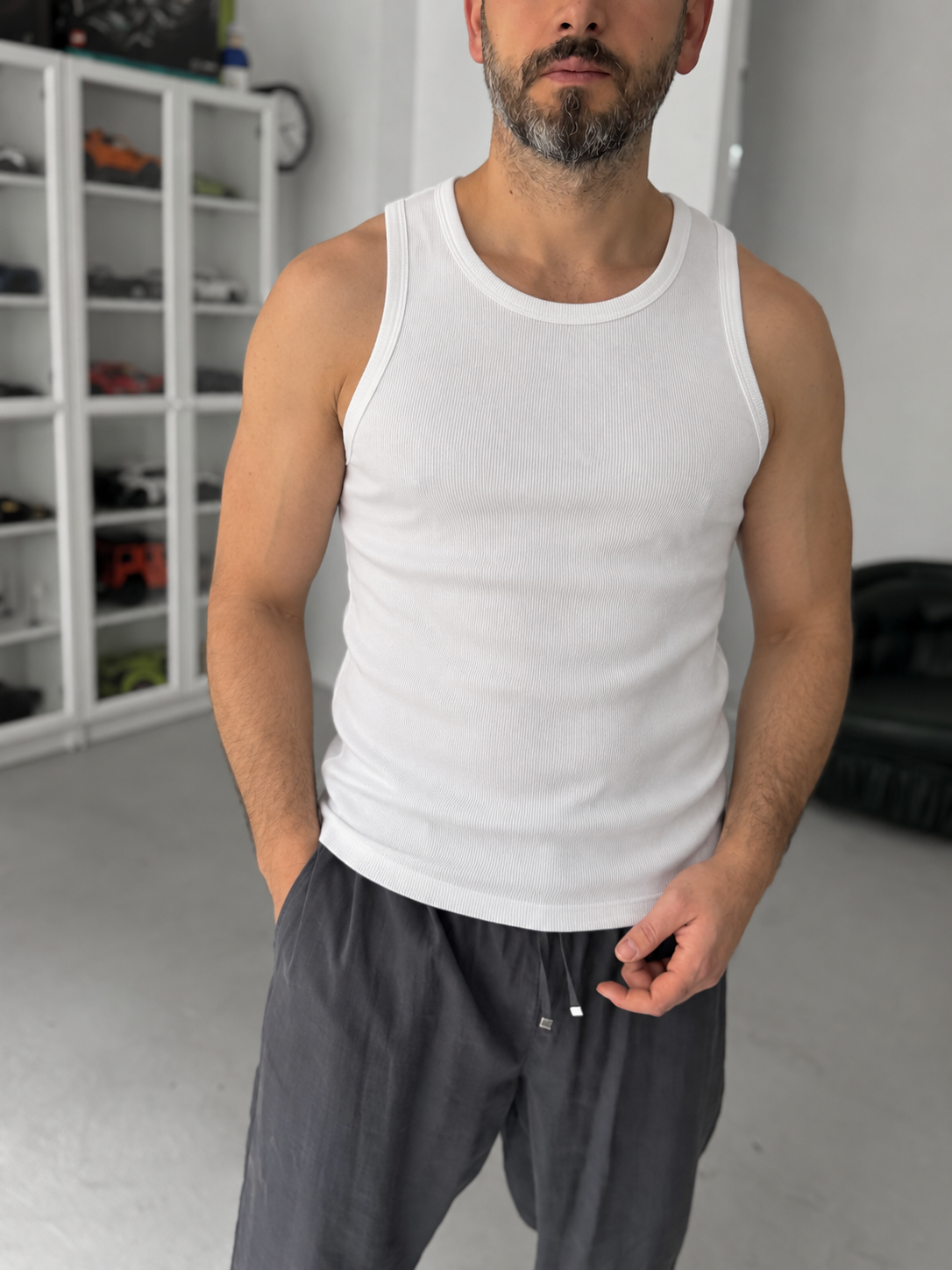 Ribbed Tank Top - White