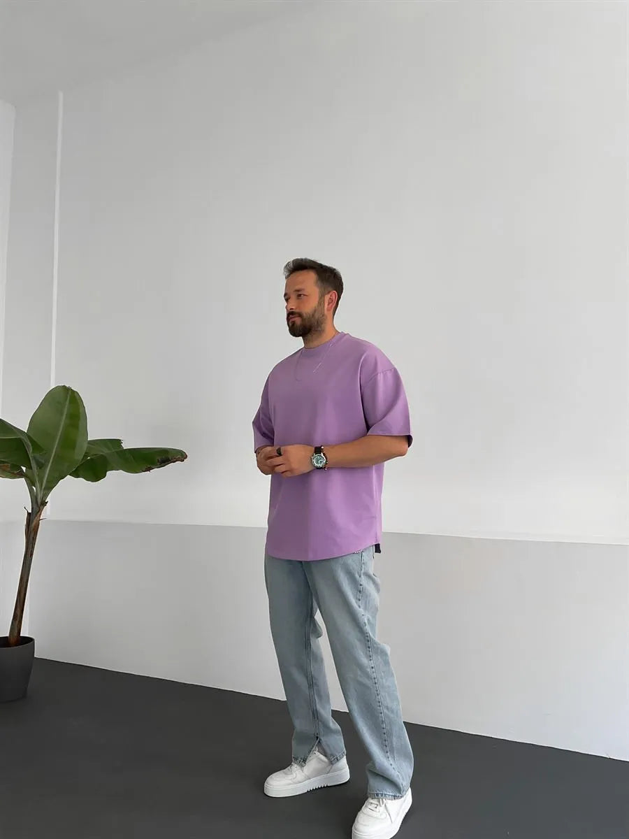 Purple Basic Oversize T-Shirt - Broek