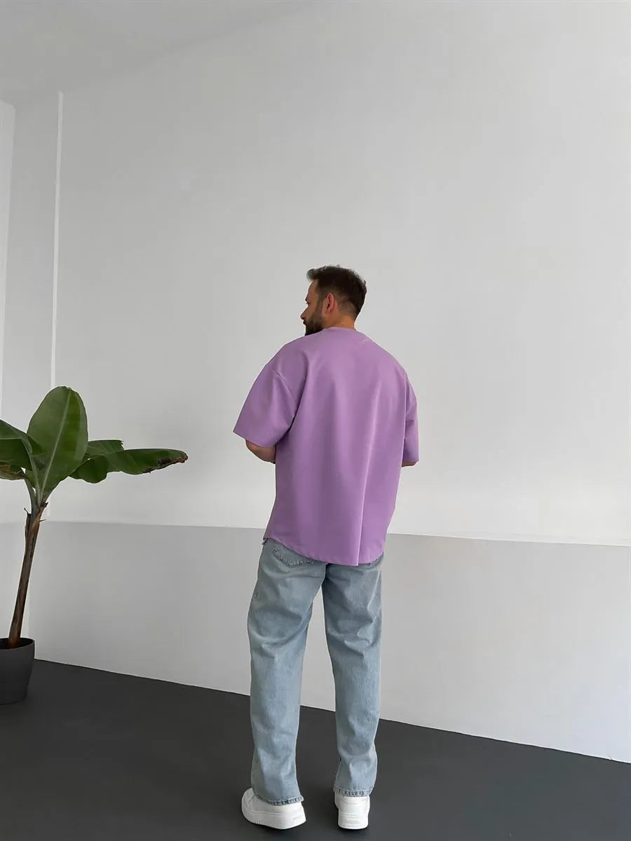 Purple Basic Oversize T-Shirt - Broek