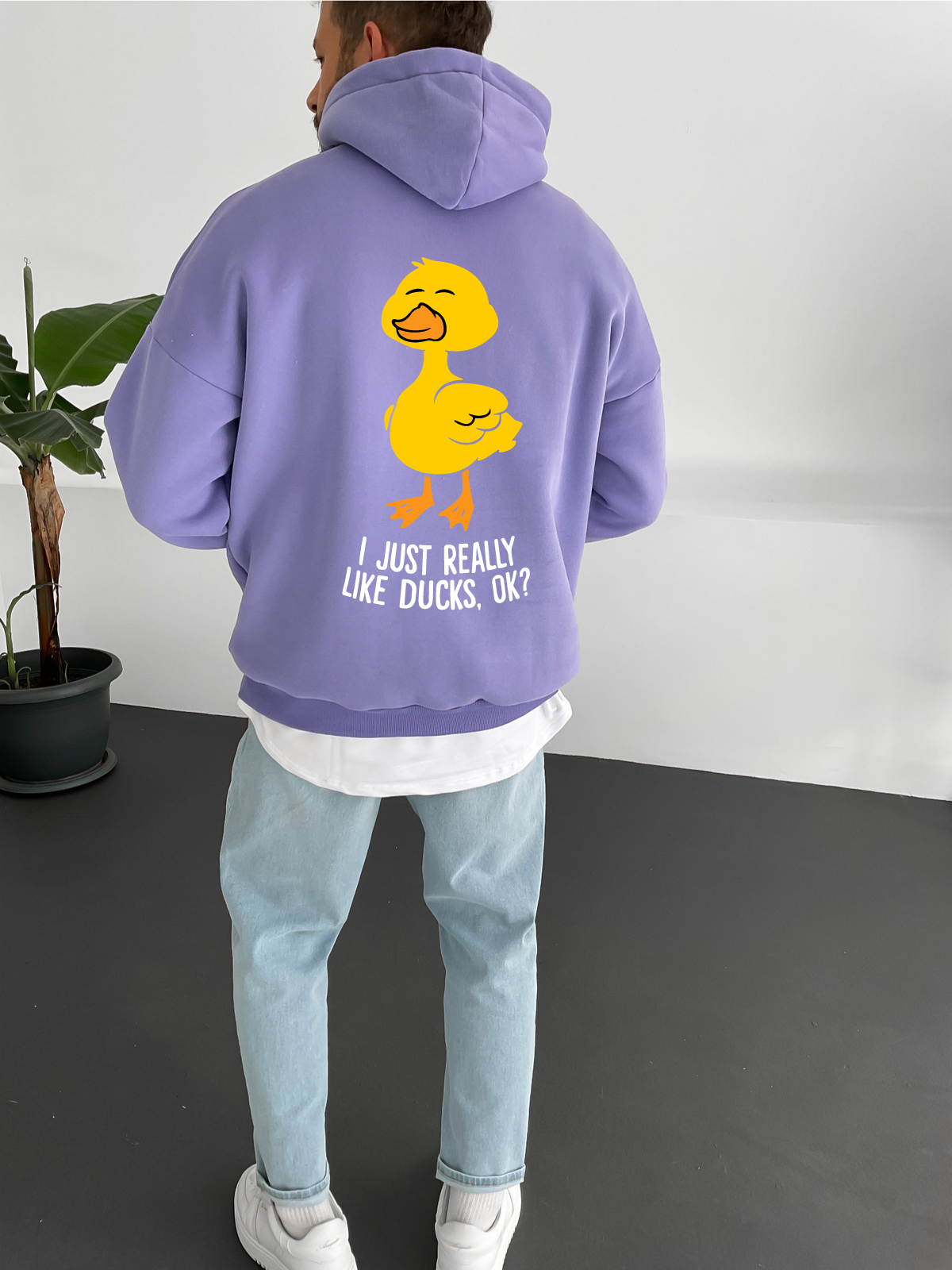 Purple "Duck Lover" Printed Oversize Hoodie - Broek