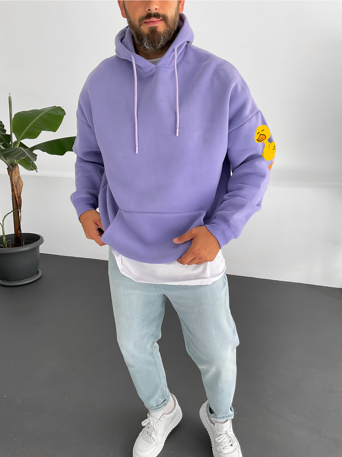Purple "Duck Lover" Printed Oversize Hoodie - Broek