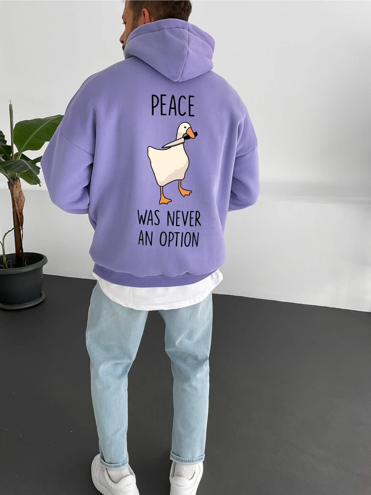 Purple "Peace" Printed Oversize Hoodie - Broek
