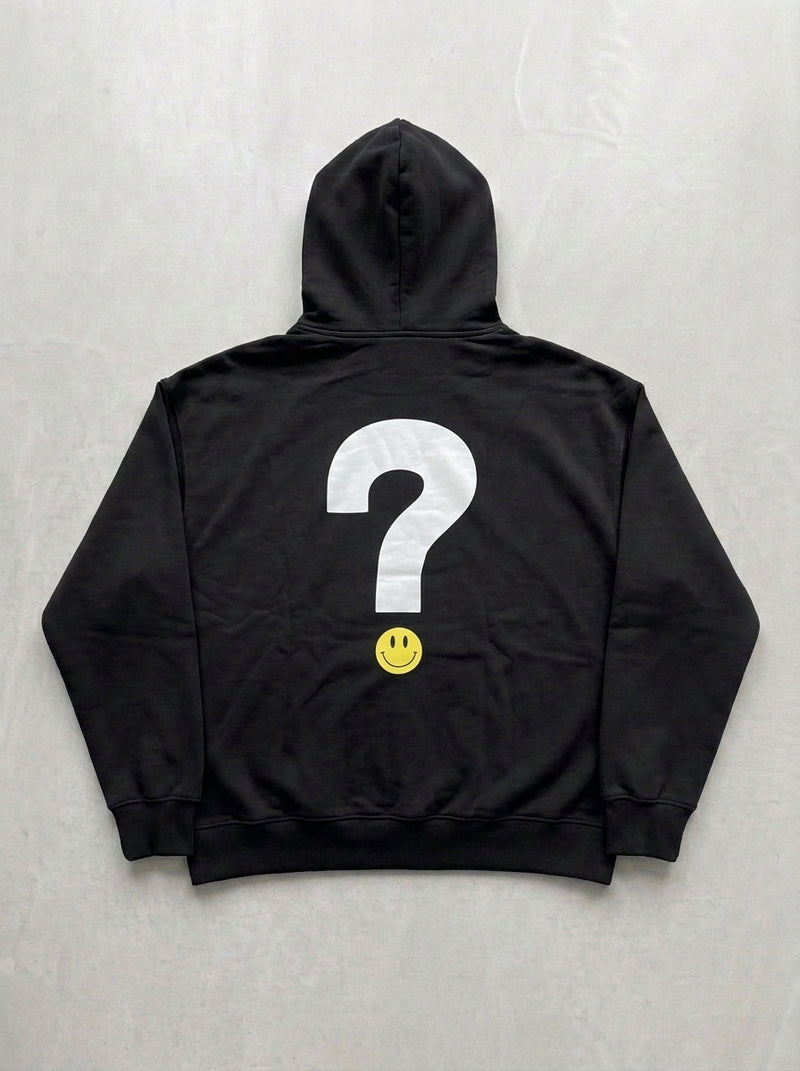 Question Mark Smiley Hoodie - Black