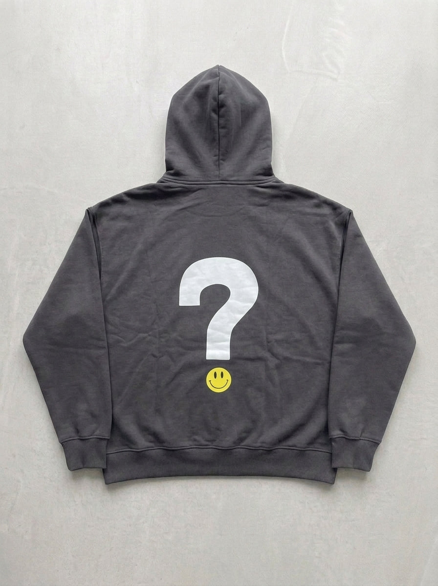 Question Mark Smiley Hoodie - Smoked - back