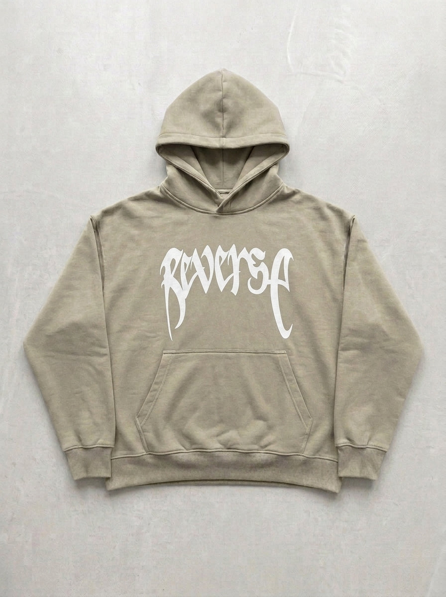 Reverse Gothic Hoodie - Beige - front
