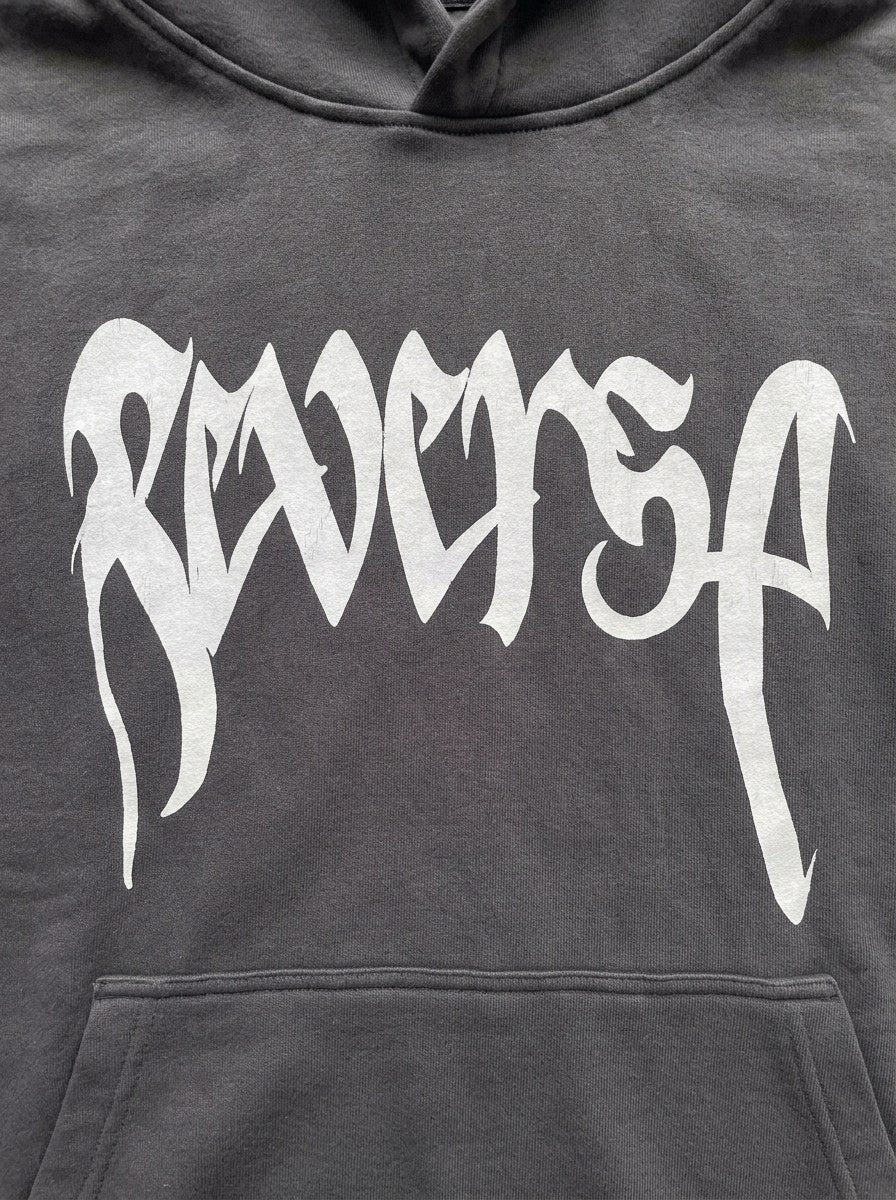 Reverse Gothic Hoodie - Smoked - front print close-up