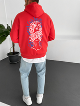 Red "Caesar" Printed Oversize Hoodie - Broek