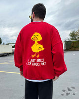 Red "Duck Lover" Printed Oversize Sweatshirt - Broek