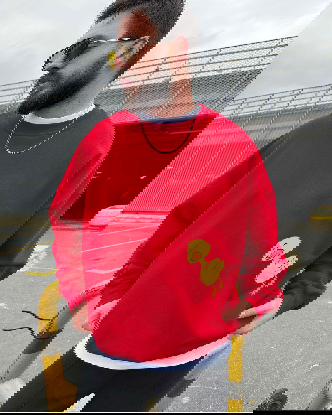 Red "Duck Lover" Printed Oversize Sweatshirt - Broek