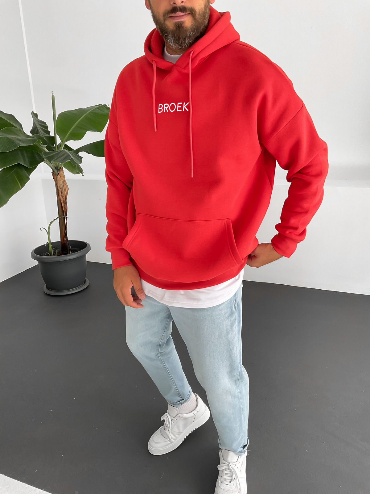 Red "Fear" Printed Oversize Hoodie - Broek