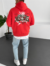 Red "Mistakes" Printed Oversize Hoodie - Broek