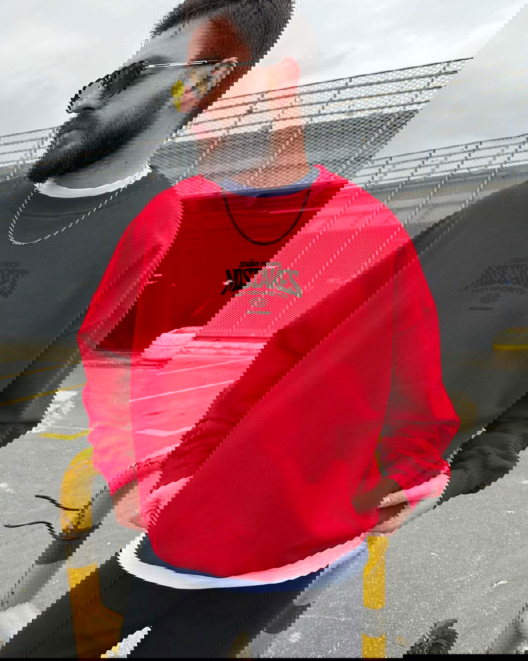 Red "Mistakes" Printed Oversize Sweatshirt - Broek