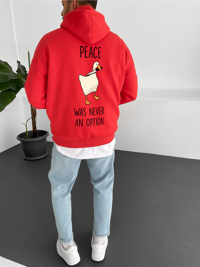Red "Peace" Printed Oversize Hoodie