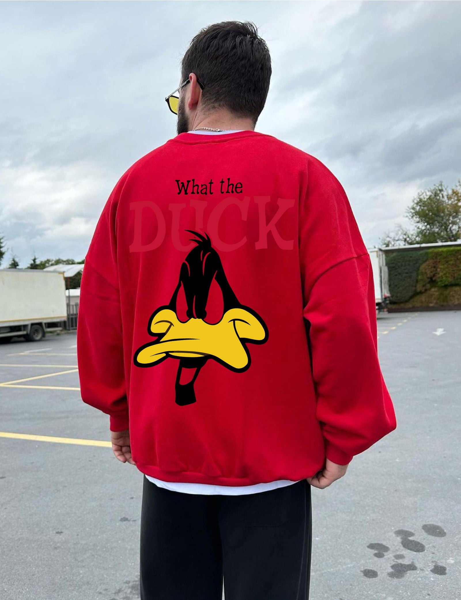 Red "What's the duck" Printed Oversize Sweatshirt - Broek
