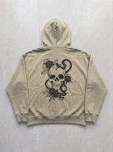 Skull & Snake Hoodie - Beige - back