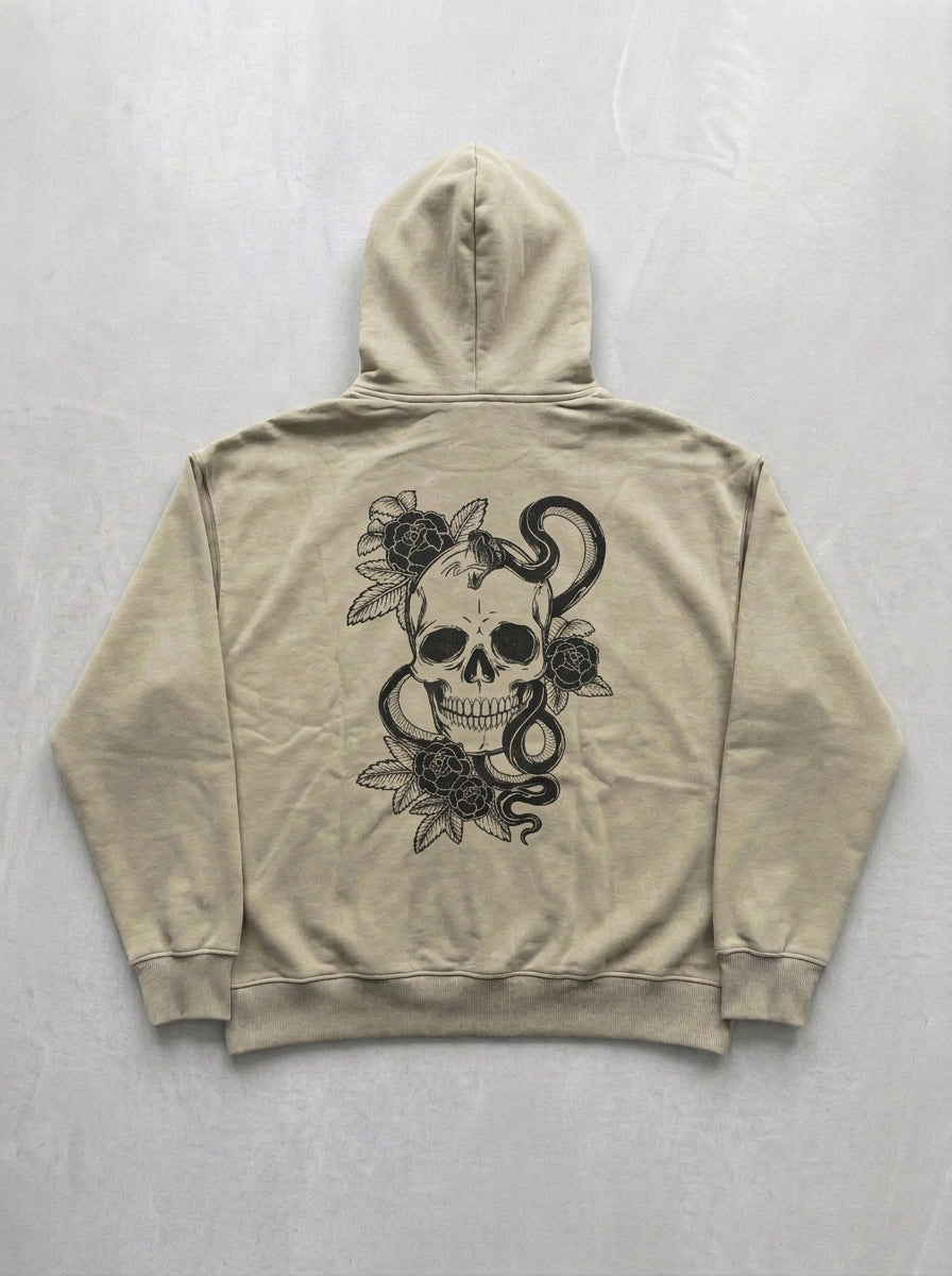 Skull & Snake Hoodie - Beige - back