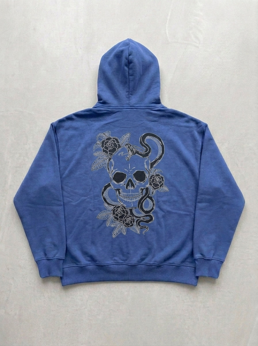 Skull & Snake Hoodie - Baby Blue - back