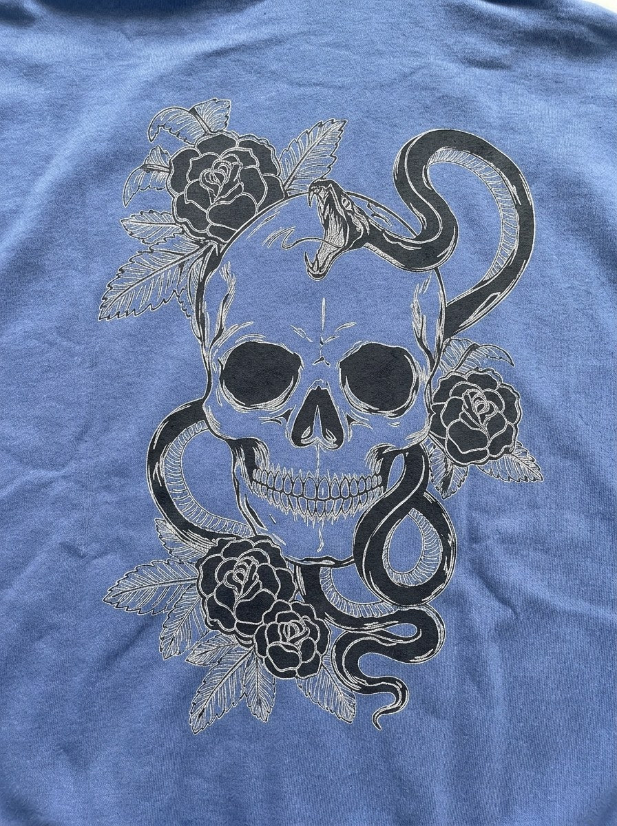 Skull & Snake Hoodie - Baby Blue - back print close-up
