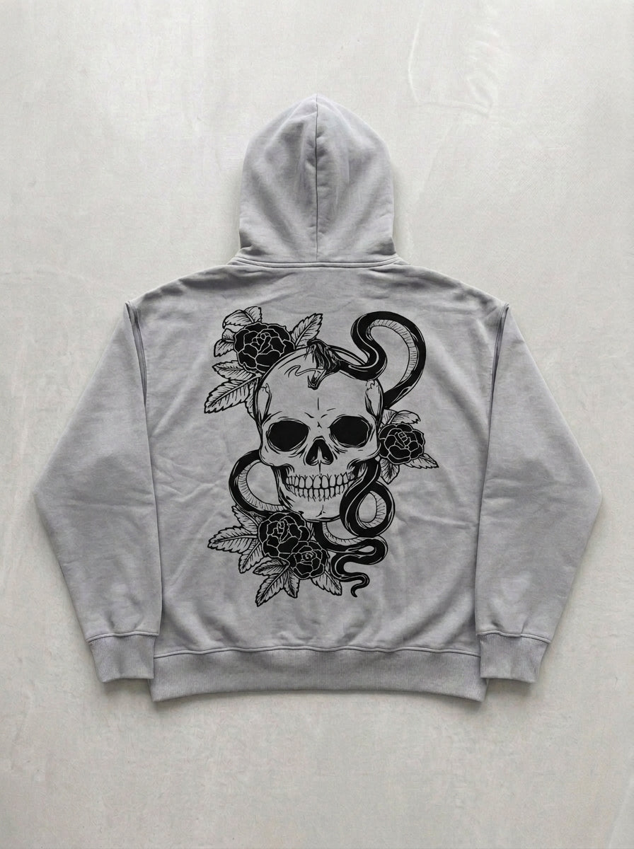 Skull & Snake Hoodie - Silver - back