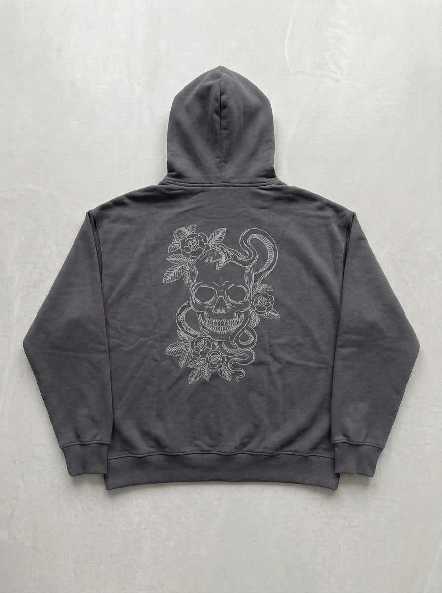 Skull & Snake Hoodie - Smoked - back