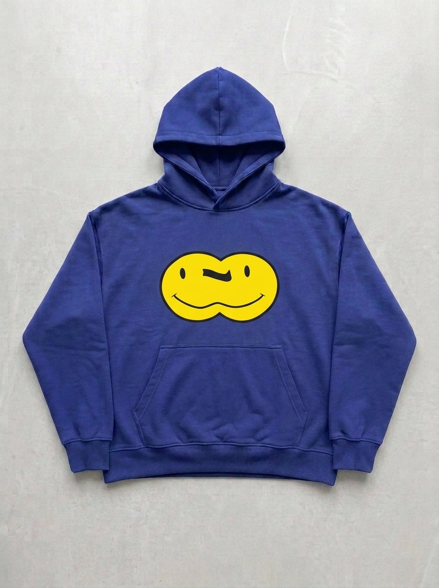 Double Smiley Hoodie - Royal Blue - front