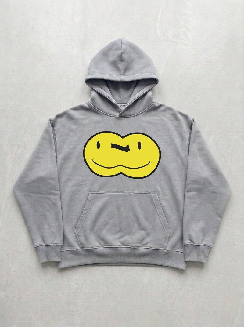 Double Smiley Hoodie - Silver