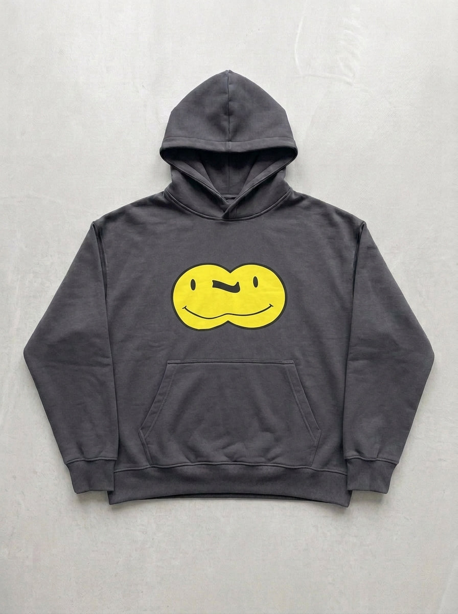 Double Smiley Hoodie - Smoked - front