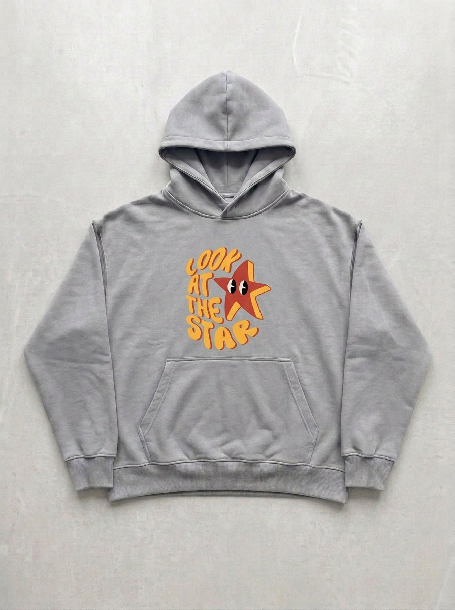 Look At The Star Hoodie - Silver - front