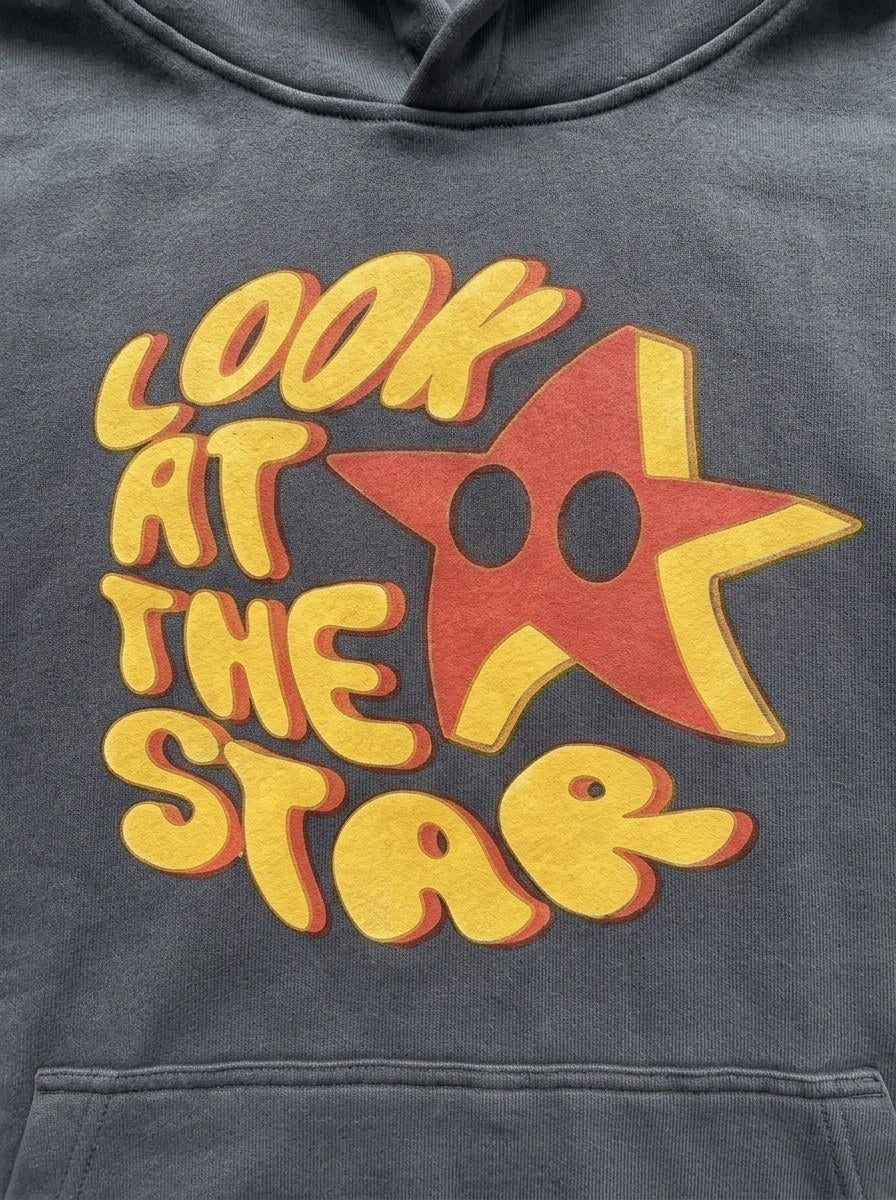 Look At The Star Hoodie - Smoked - front print close-up