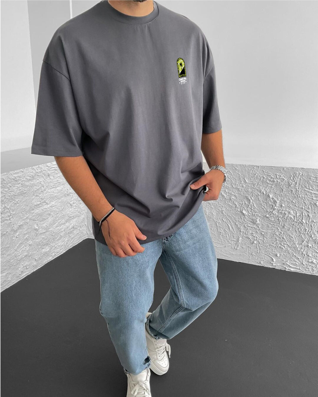 Smoked "777" Printed Oversize T-Shirt - Broek