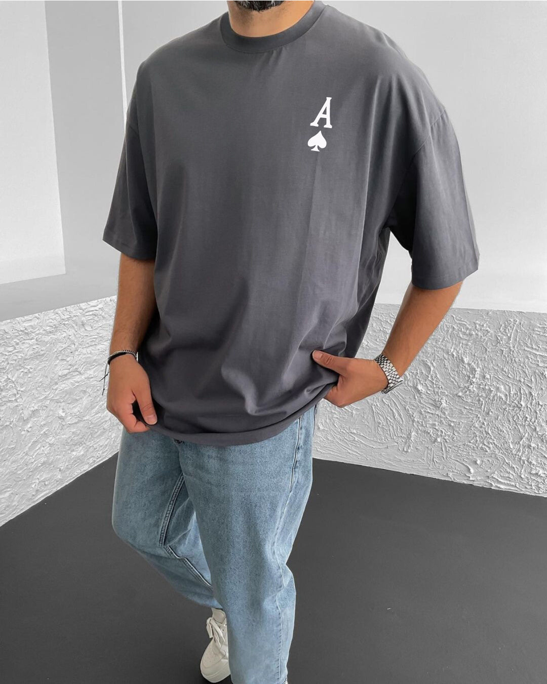Smoked "Ace" Printed Oversize T-Shirt - Broek
