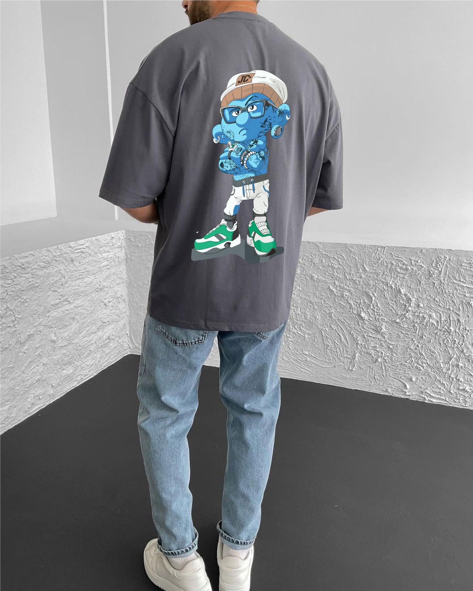 Smoked "Crime" Printed Oversize T-Shirt - Broek