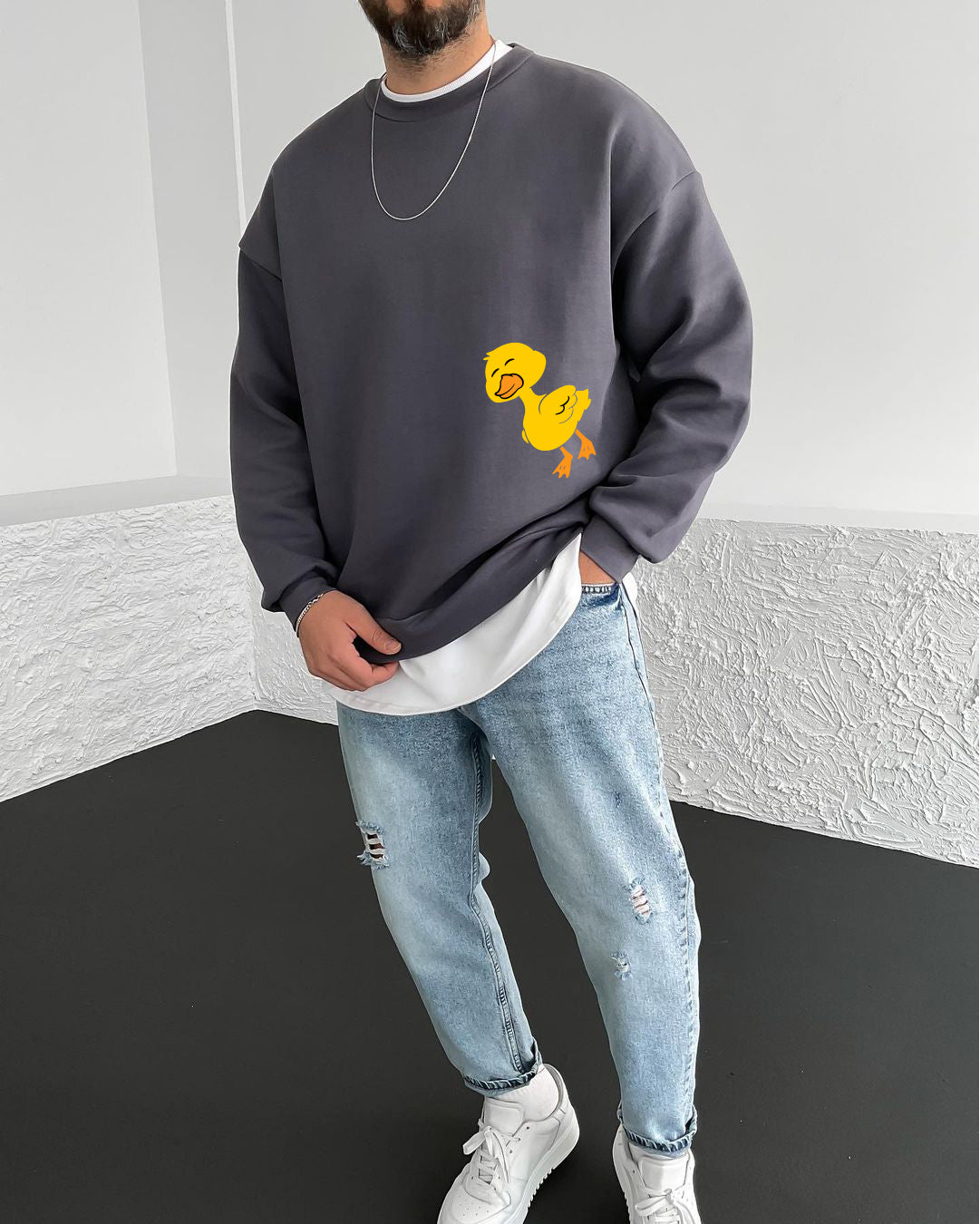 Smoked "Duck Lover" Printed Oversize Sweatshirt - Broek