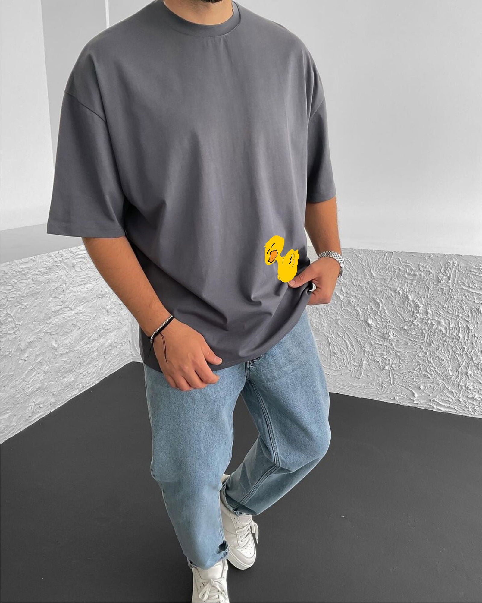 Smoked "Duck Lover" Printed Oversize T-Shirt - Broek