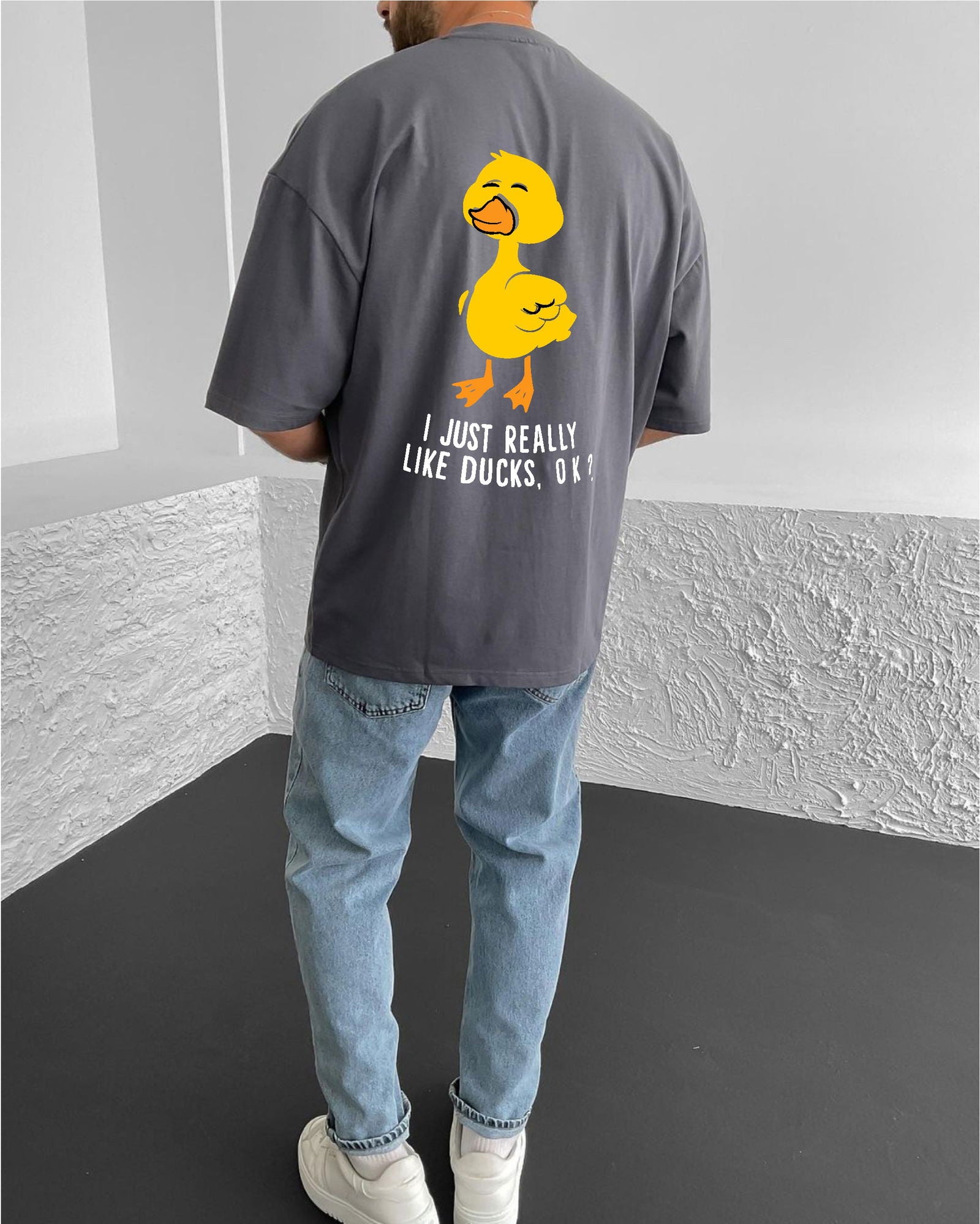 Smoked "Duck Lover" Printed Oversize T-Shirt - Broek