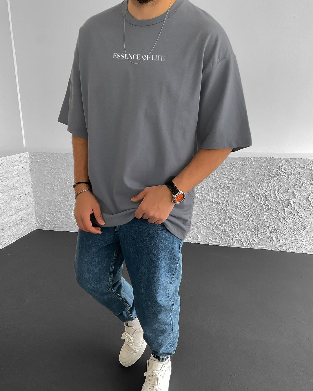 Smoked Essence Printed Oversize T-Shirt - Broek