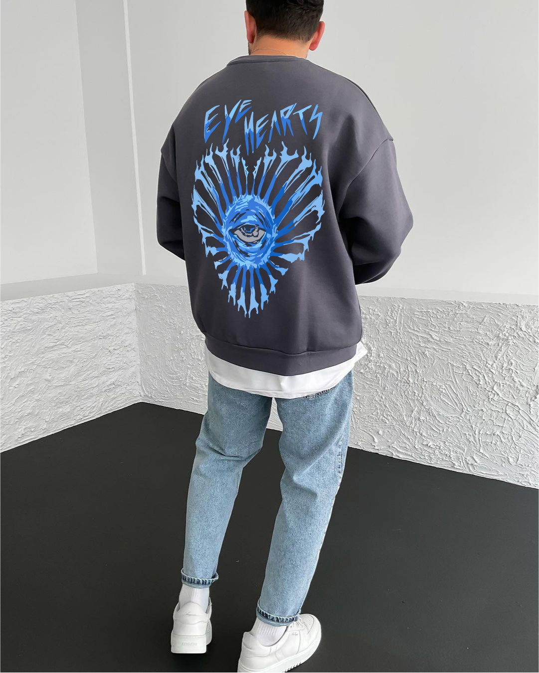Smoked "Eye Hearts" Printed Oversize Sweatshirt - Broek