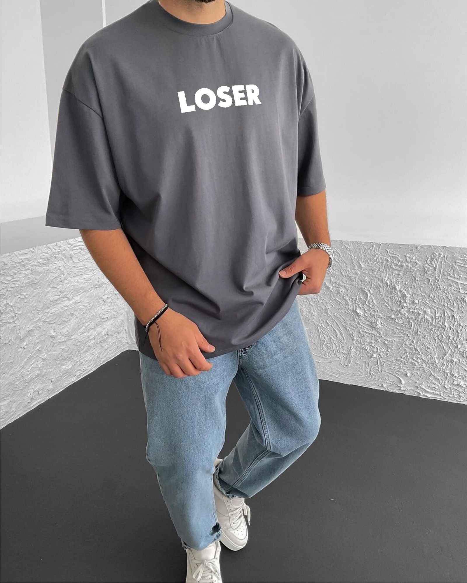 Smoked "Loser" Printed Oversize T-Shirt - Broek