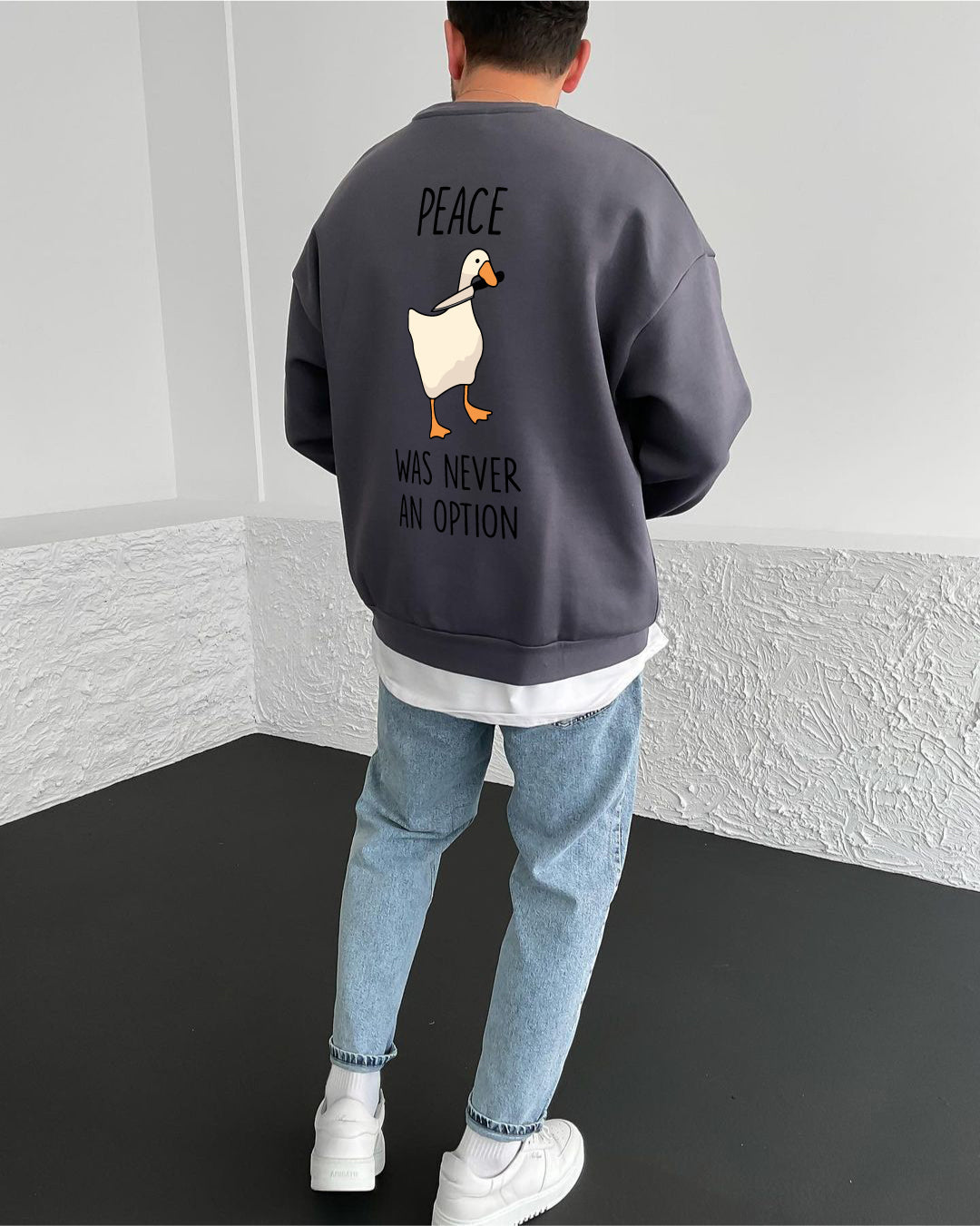 Smoked "Peace" Printed Oversize Sweatshirt - Broek