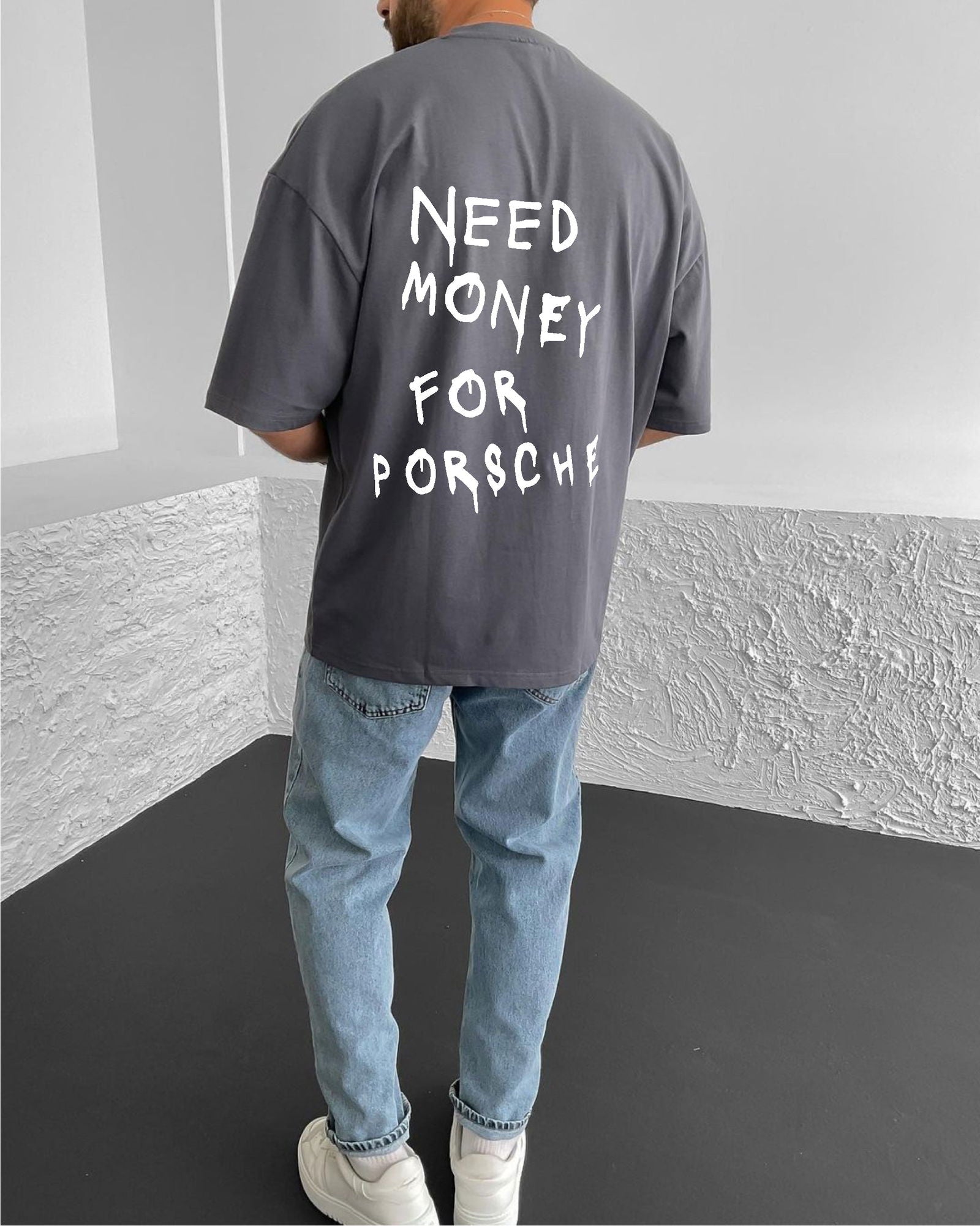 Smoked "Porsche" Printed Oversize T-Shirt - Broek