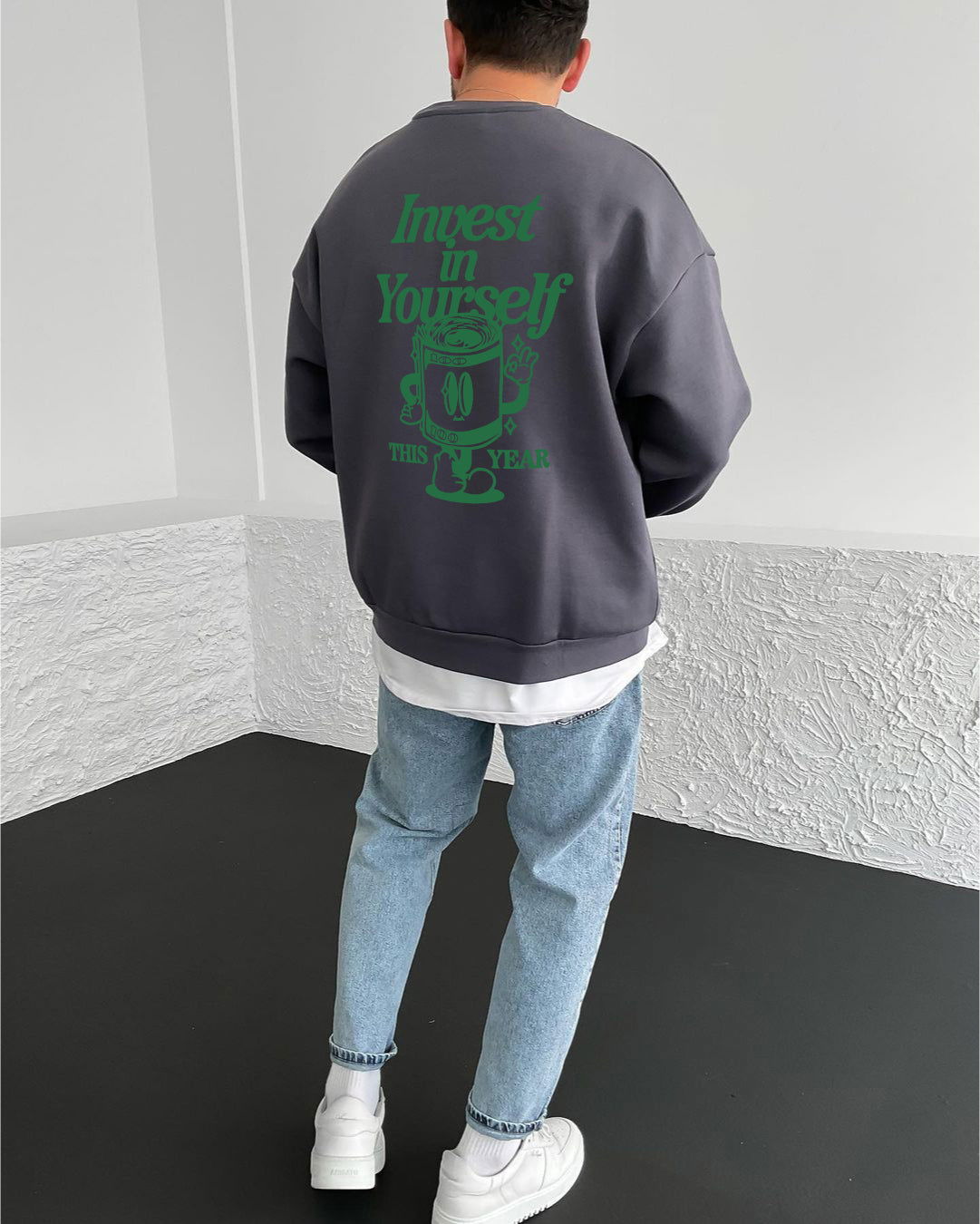 Smoked "Self-improvement" Printed Oversize Sweatshirt - Broek
