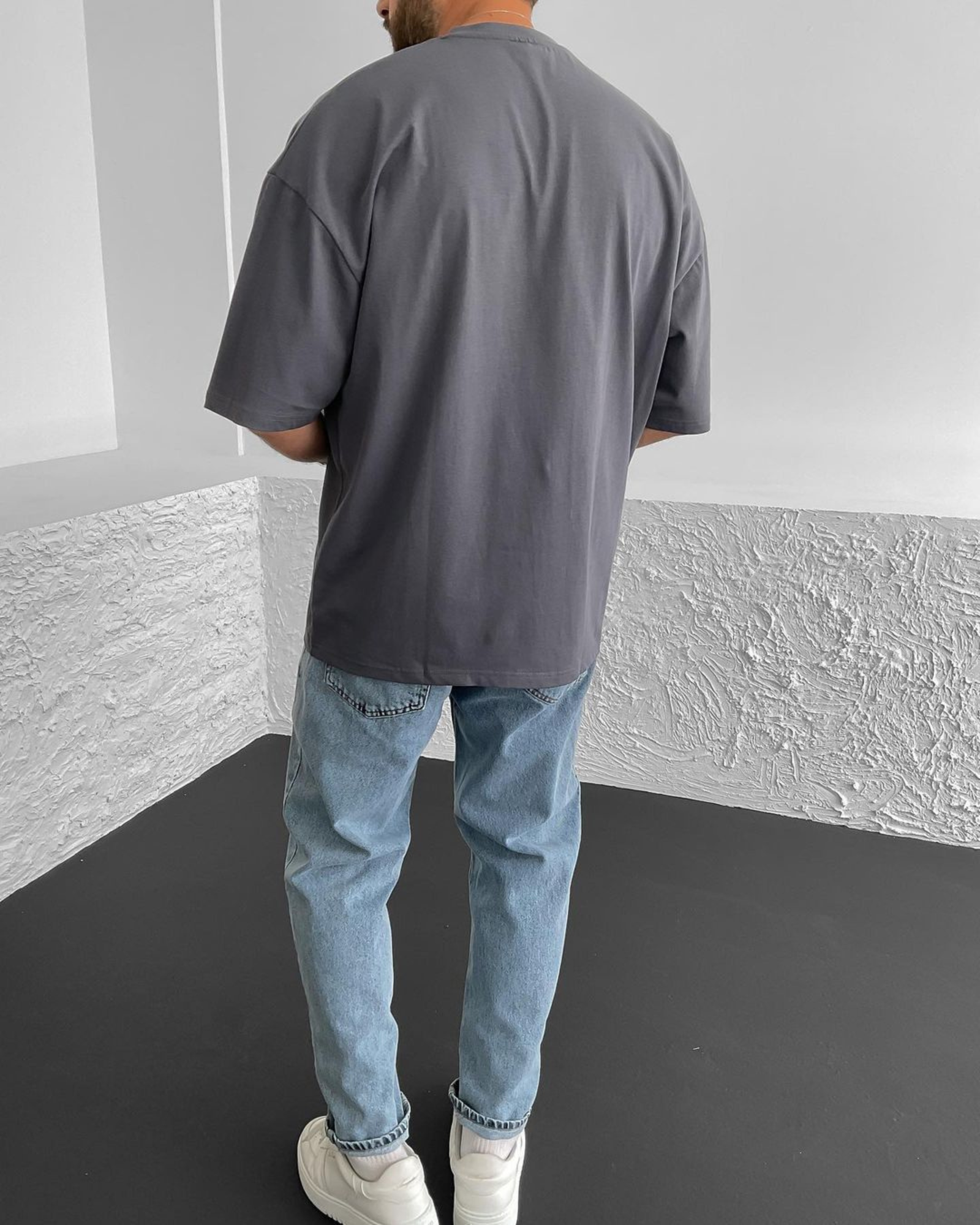 Smoked "Stay Positive" Printed Oversize T-Shirt - Broek