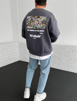 Smoked "Try Again" Printed Oversize Sweatshirt - Broek