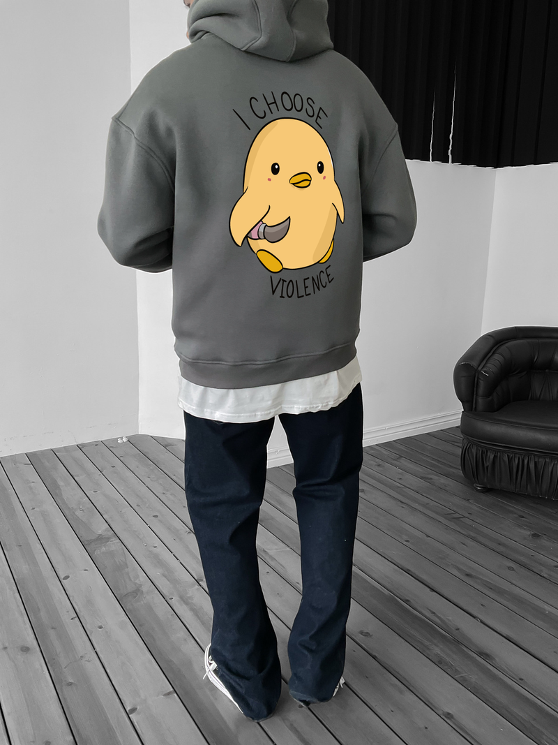 Smoked "Violence" Printed Oversize Hoodie