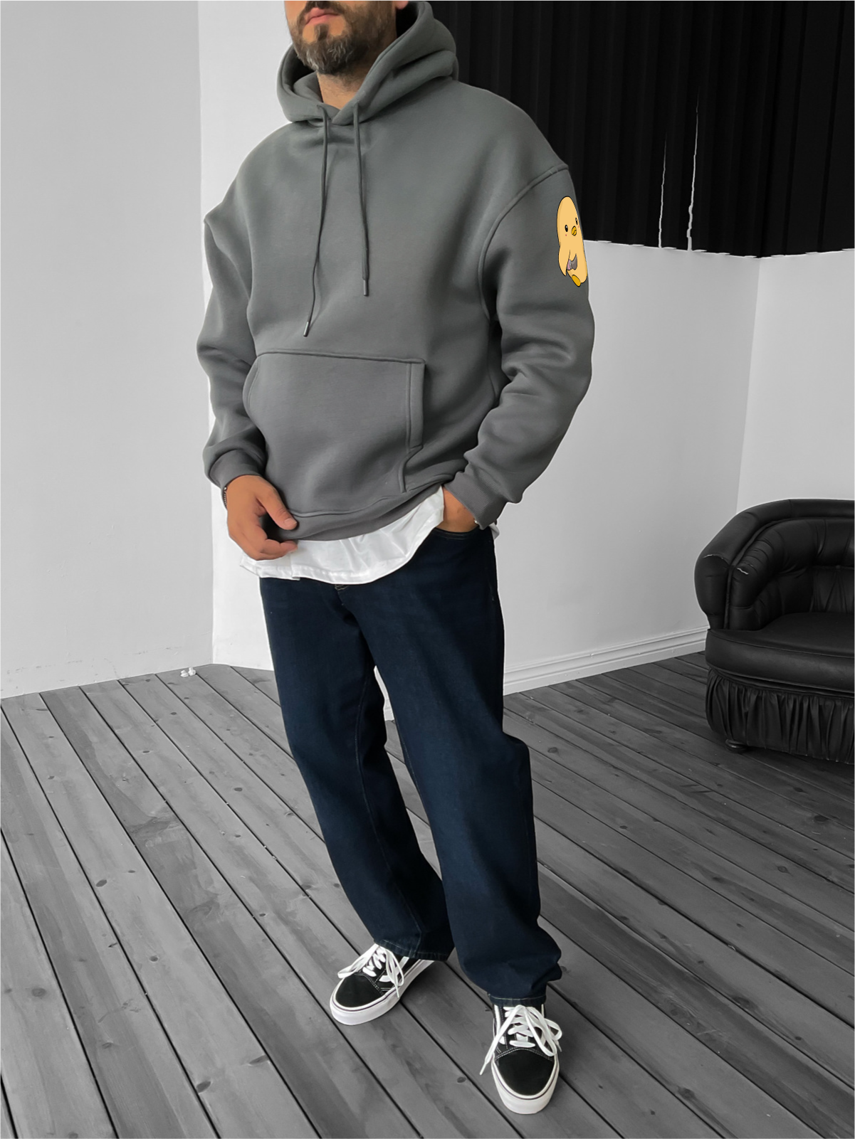 Smoked "Violence" Printed Oversize Hoodie - Broek