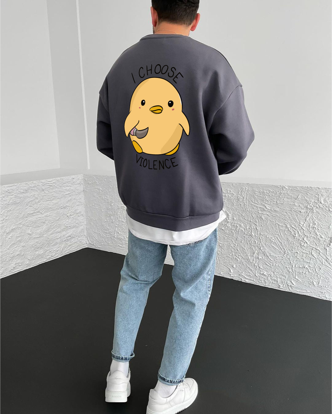 Smoked "Violence" Printed Oversize Sweatshirt - Broek