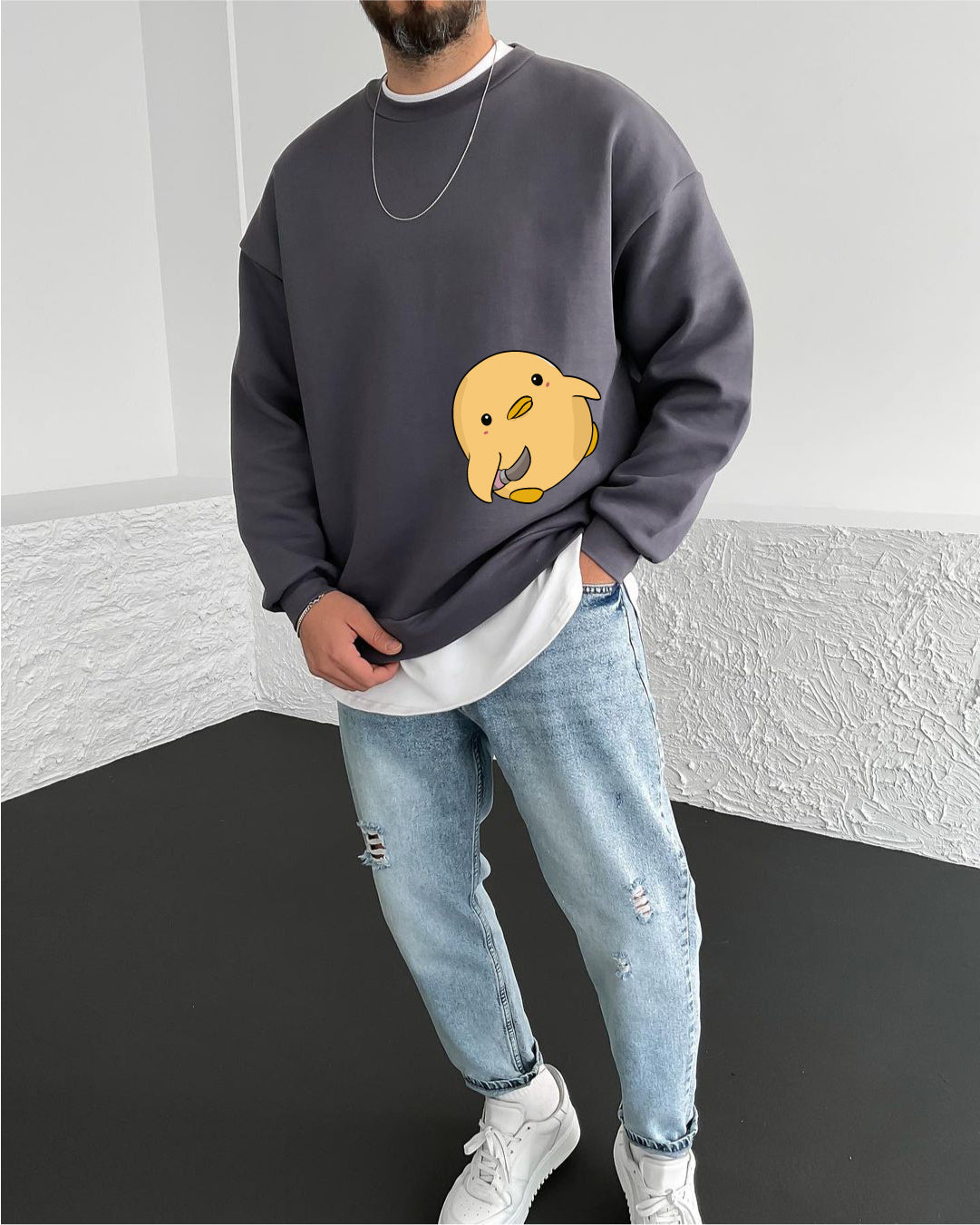 Smoked "Violence" Printed Oversize Sweatshirt - Broek