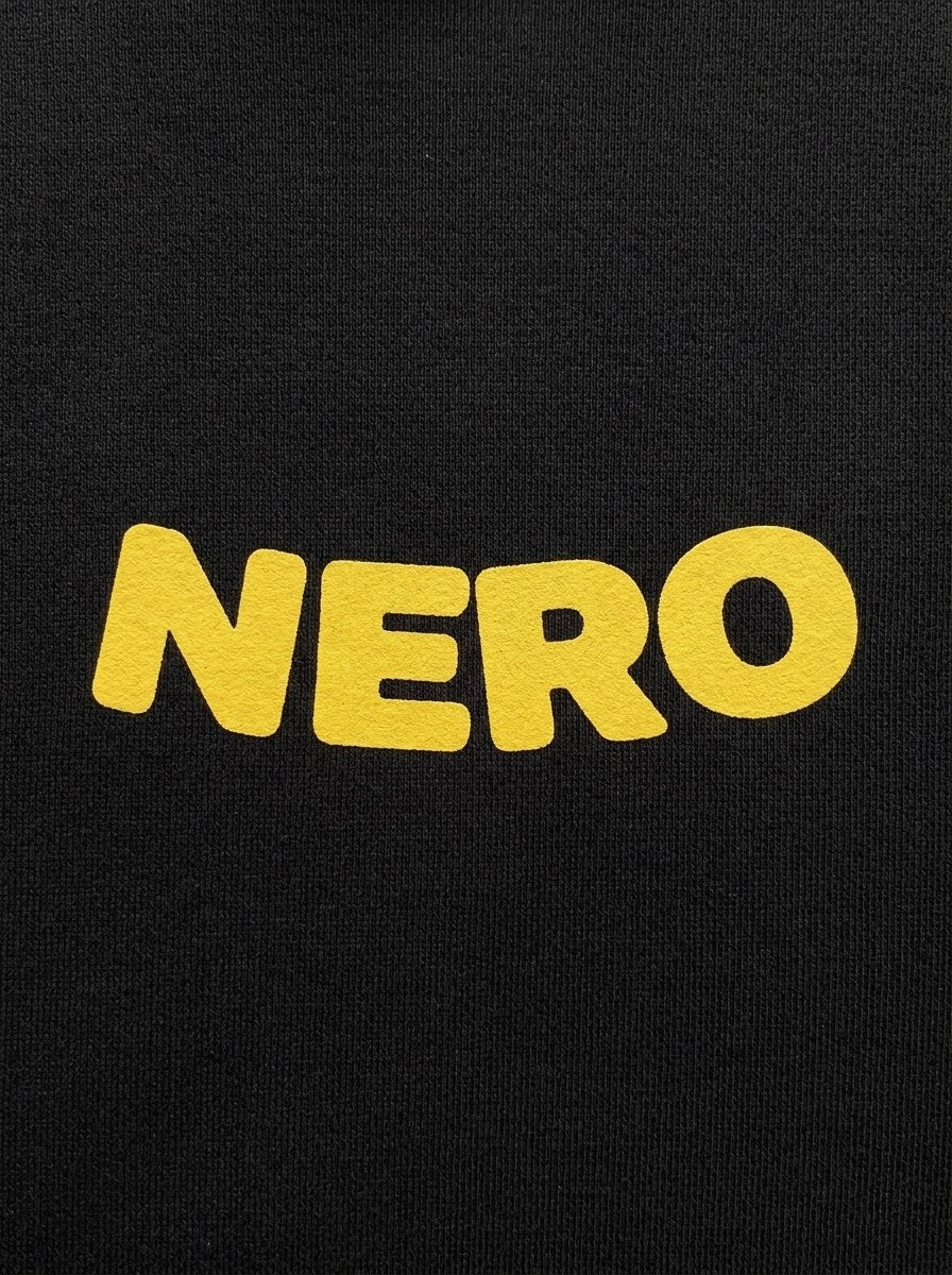 Tired See You Hoodie - Black - front print close-up